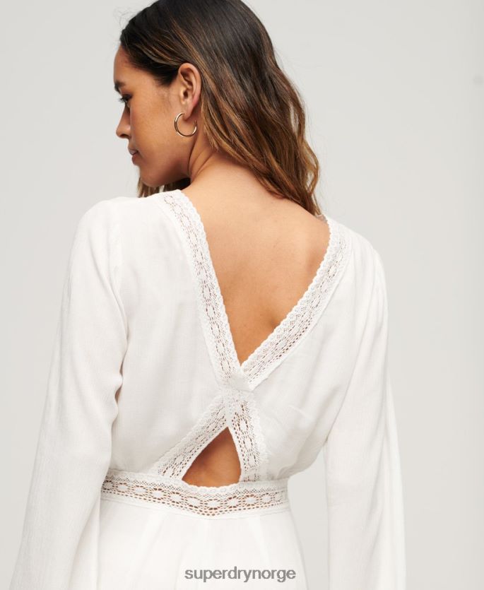 Superdry krem klær 86P46D2021 lekedrakt med utskåret erme kvinner