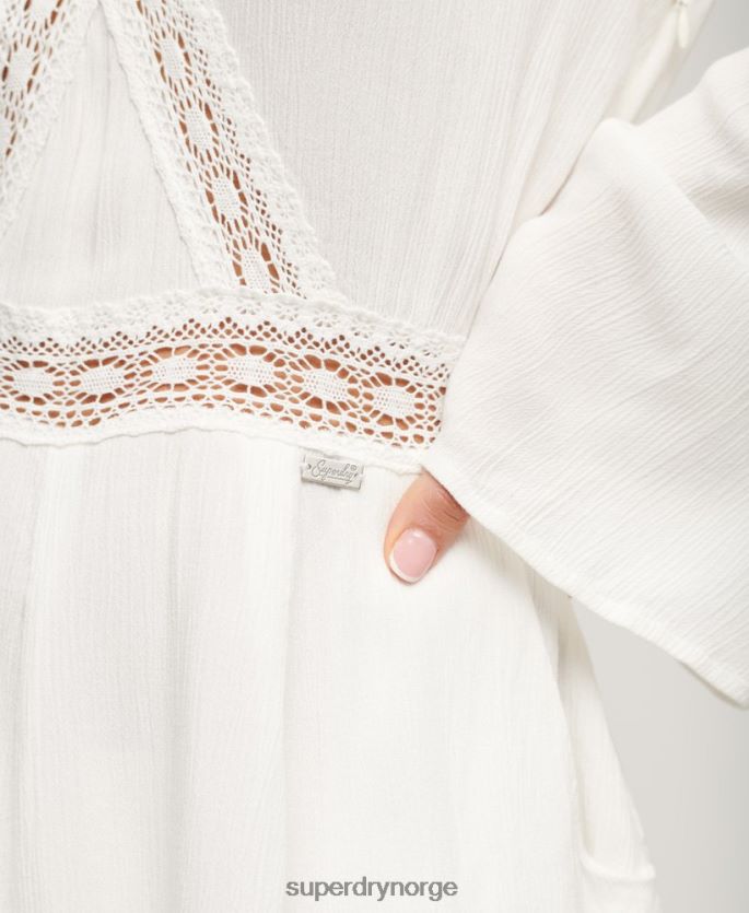 Superdry krem klær 86P46D2021 lekedrakt med utskåret erme kvinner