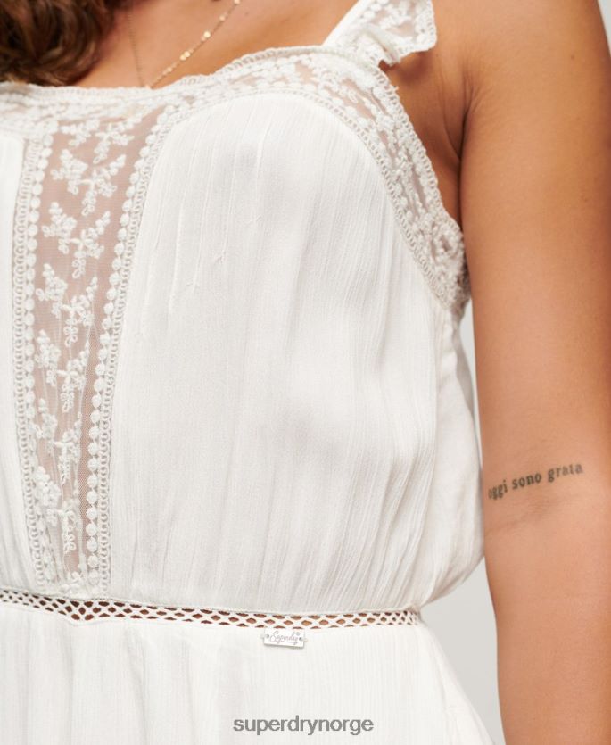 Superdry krem klær 86P46D2211 cami-lekedress med blonder kvinner