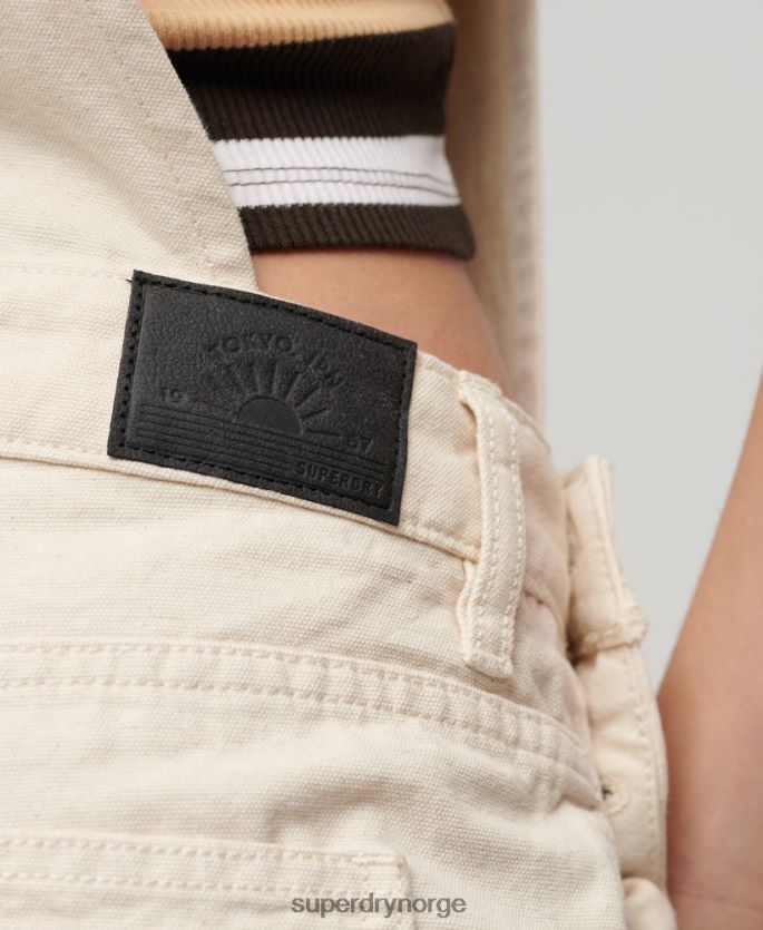 Superdry krem klær 86P46D2473 organisk bomull vintage lerret korte garnbukser kvinner