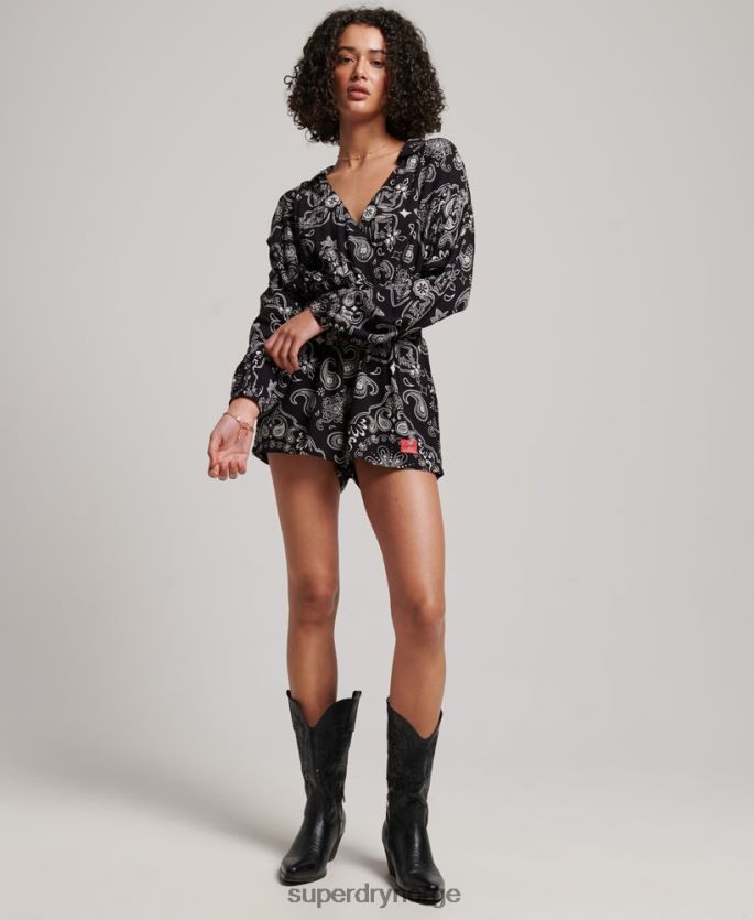 Superdry svart klær 86P46D4093 vintage strand lekedress kvinner