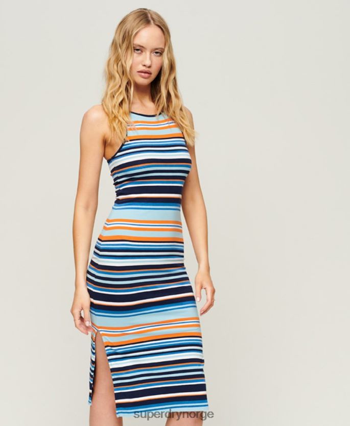 Superdry blå klær 86P46D2193 jersey stripe cami midikjole kvinner