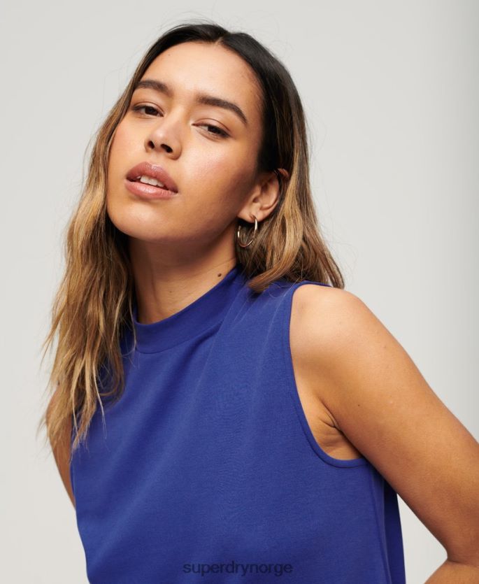 Superdry blå klær 86P46D2357 ermeløs minikjole i a-linje kvinner