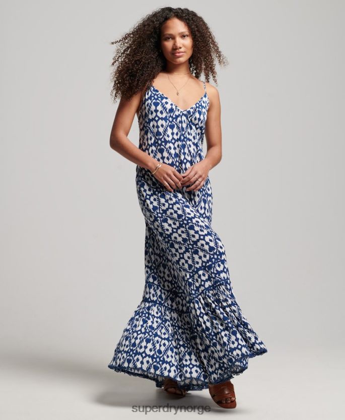 Superdry blå klær 86P46D2380 lang cami kjole kvinner