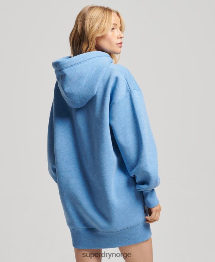 Superdry blå klær 86P46D2464 svettekjole med brodert logo i økologisk bomull kvinner