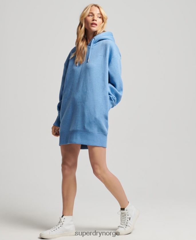 Superdry blå klær 86P46D2464 svettekjole med brodert logo i økologisk bomull kvinner