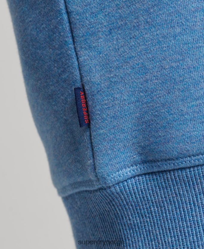 Superdry blå klær 86P46D2464 svettekjole med brodert logo i økologisk bomull kvinner
