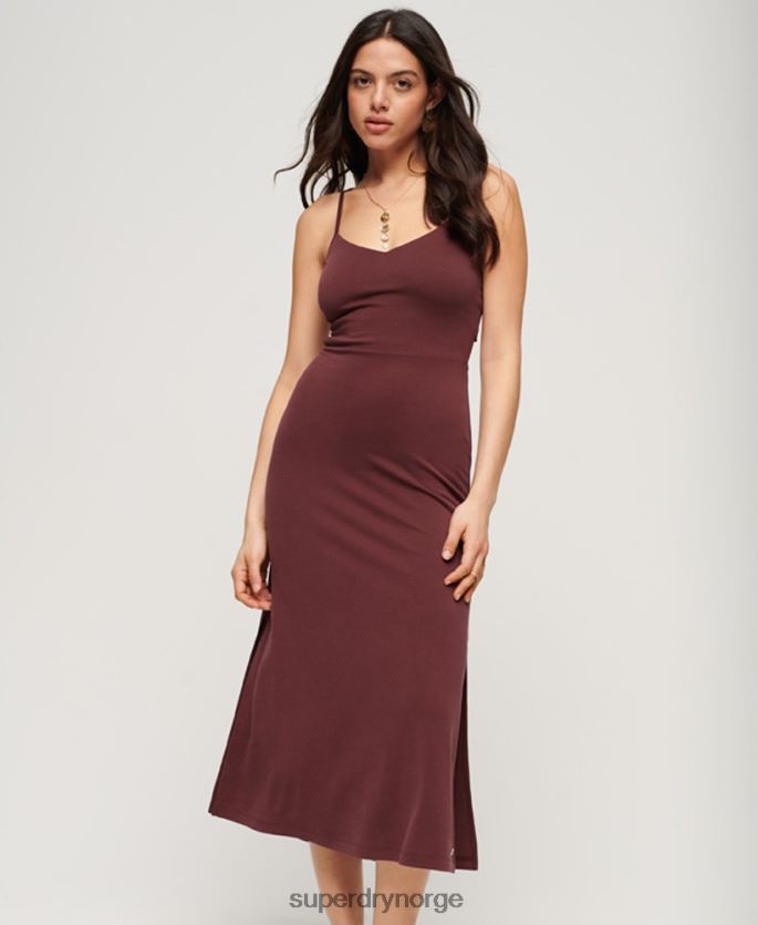 Superdry brun klær 86P46D2117 jersey kjole med åpen rygg kvinner