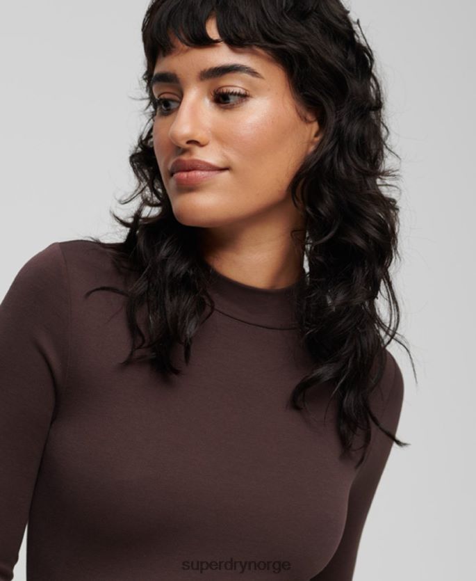 Superdry brun klær 86P46D2371 mock hals jersey mini kjole kvinner