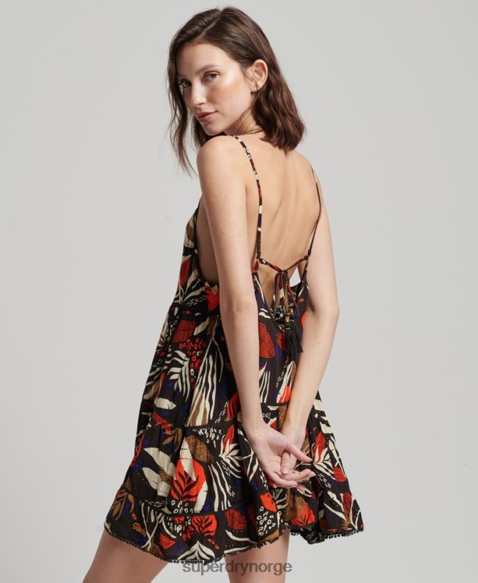 Superdry brun klær 86P46D2504 mini strand cami kjole kvinner