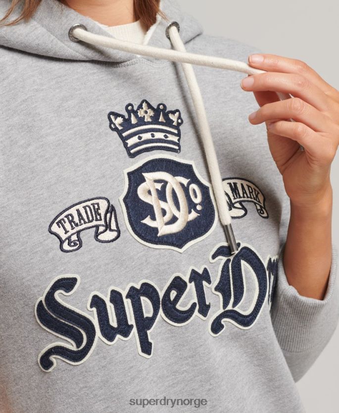 Superdry grå klær 86P46D2456 stolthet i håndverks hettegenser kvinner