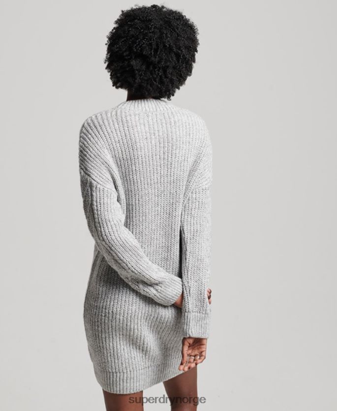 Superdry grå klær 86P46D2548 florence kabelstrikket kjole kvinner