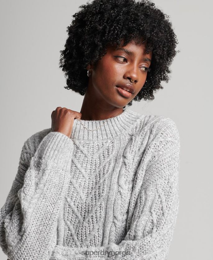 Superdry grå klær 86P46D2548 florence kabelstrikket kjole kvinner