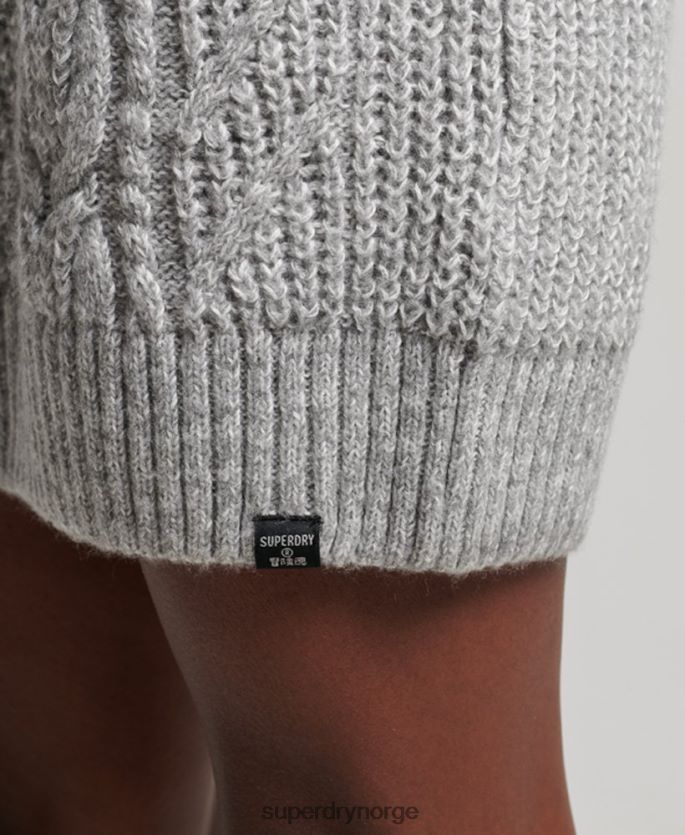 Superdry grå klær 86P46D2548 florence kabelstrikket kjole kvinner