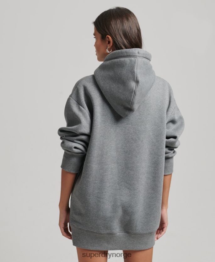 Superdry grå klær 86P46D2554 svettekjole med brodert logo i økologisk bomull kvinner