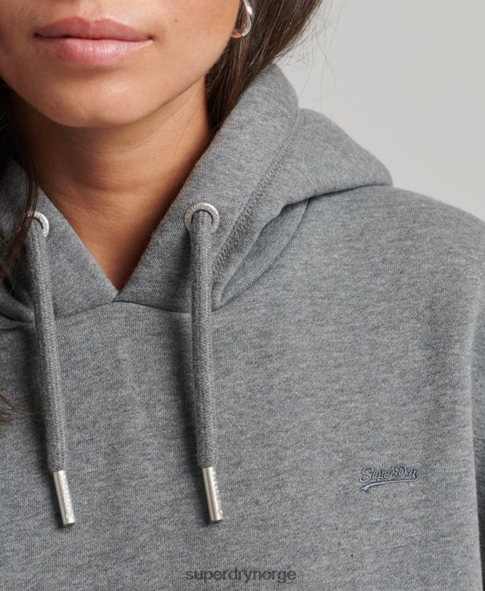 Superdry grå klær 86P46D2554 svettekjole med brodert logo i økologisk bomull kvinner