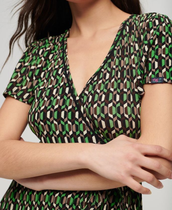 Superdry grønn klær 86P46D2005 vintage minikjole kvinner