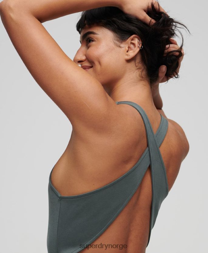 Superdry grønn klær 86P46D2359 jersey cross back mini kjole kvinner
