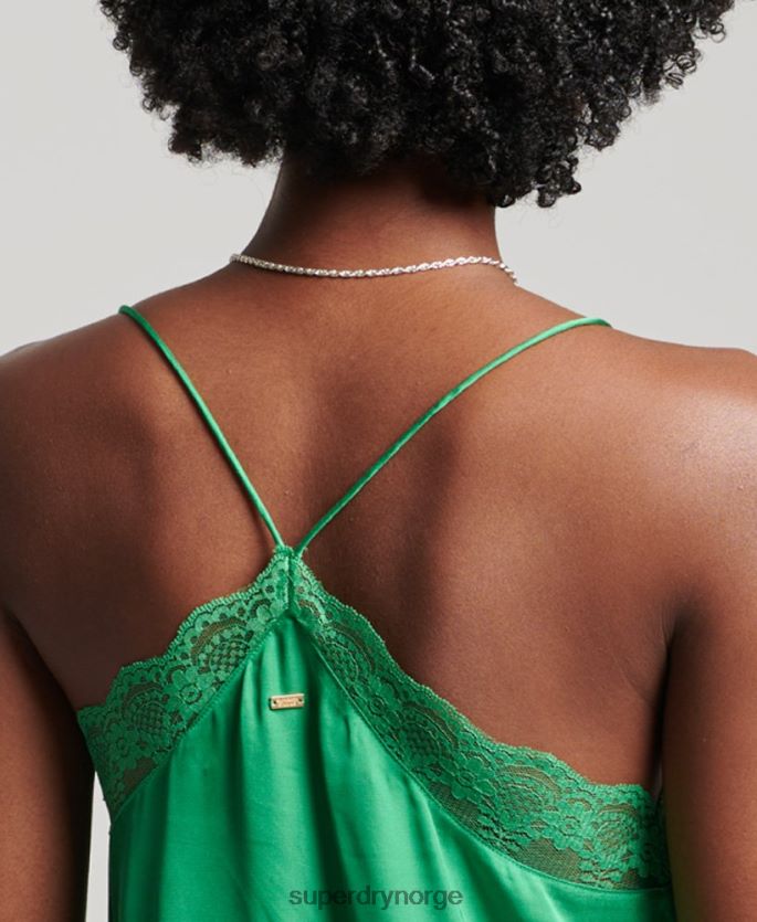 Superdry grønn klær 86P46D2452 sateng cami minikjole kvinner