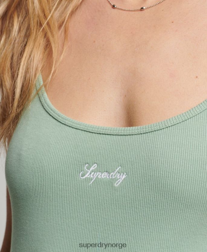 Superdry grønn klær 86P46D2455 s strappy kjole med logo kvinner