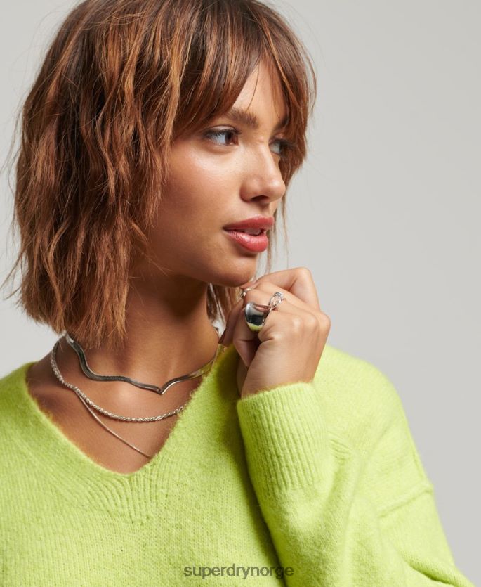 Superdry grønn klær 86P46D2488 strikket genserkjole med v-hals kvinner