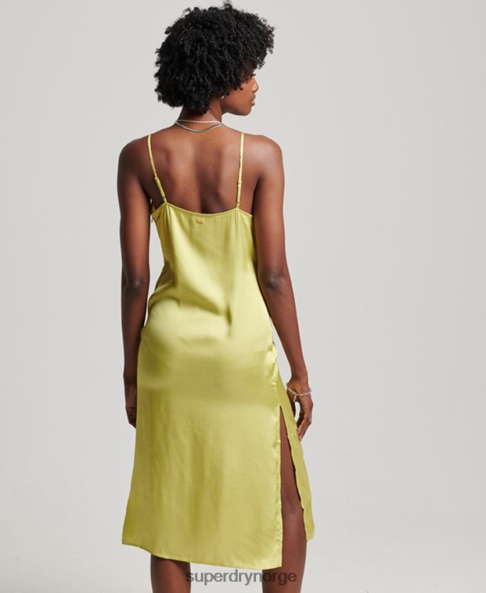 Superdry grønn klær 86P46D2492 sateng cami midikjole kvinner