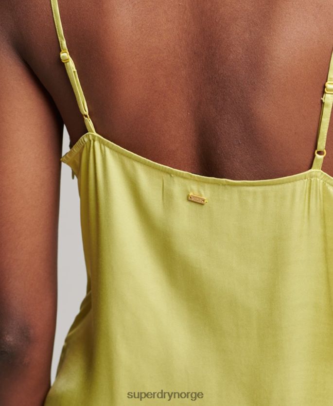Superdry grønn klær 86P46D2492 sateng cami midikjole kvinner
