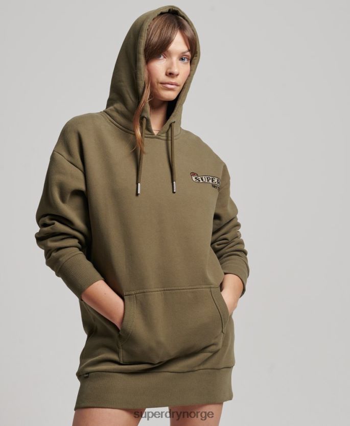 Superdry grønn klær 86P46D2517 tatovering hettegenser svettekjole kvinner