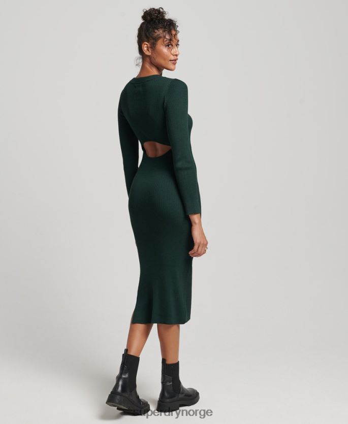 Superdry grønn klær 86P46D6684 ryggløs strikket midikjole kvinner