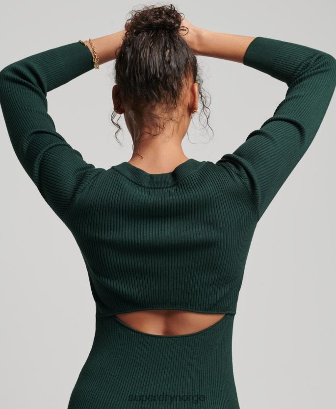 Superdry grønn klær 86P46D6684 ryggløs strikket midikjole kvinner