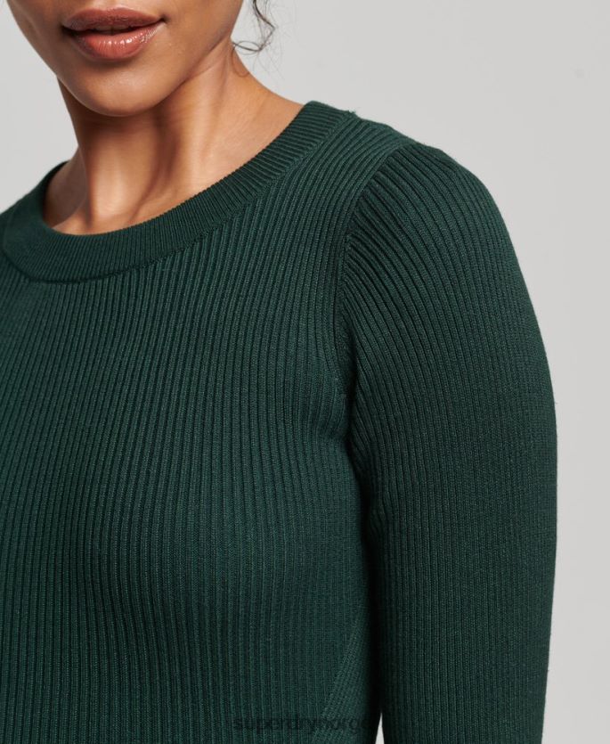 Superdry grønn klær 86P46D6684 ryggløs strikket midikjole kvinner