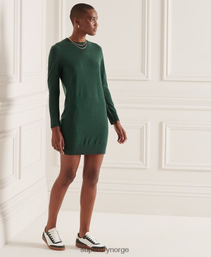 Superdry grønn klær 86P46D6752 studios merino strikket minikjole kvinner