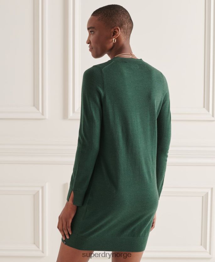 Superdry grønn klær 86P46D6752 studios merino strikket minikjole kvinner