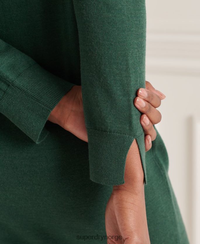 Superdry grønn klær 86P46D6752 studios merino strikket minikjole kvinner