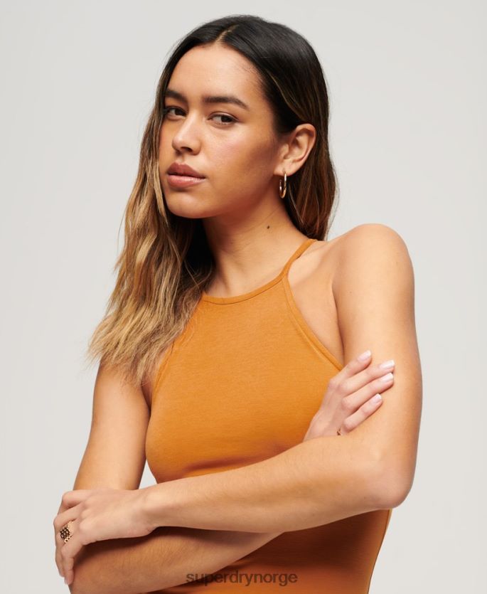 Superdry gul klær 86P46D1999 minikjole med stropper i racerjersey kvinner