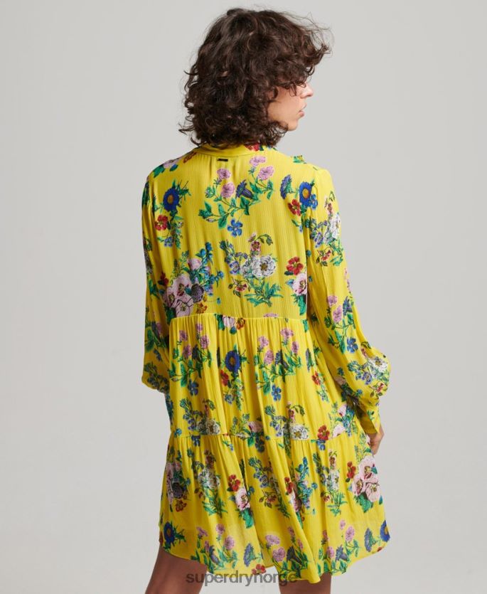 Superdry gul klær 86P46D2466 studios off duty minikjole kvinner
