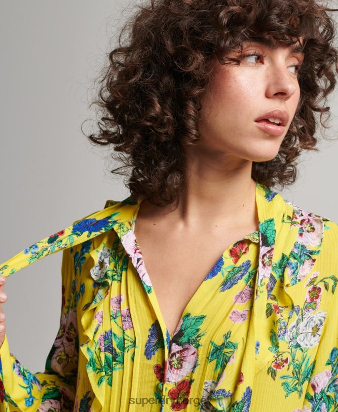 Superdry gul klær 86P46D2466 studios off duty minikjole kvinner