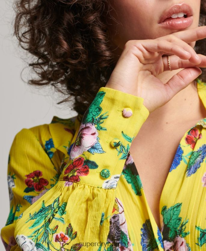 Superdry gul klær 86P46D2466 studios off duty minikjole kvinner