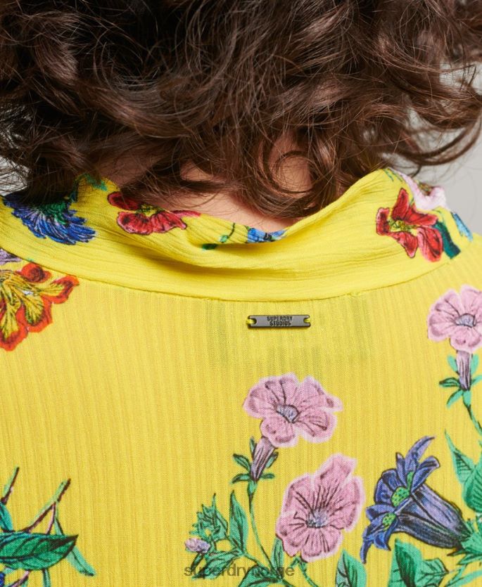 Superdry gul klær 86P46D2466 studios off duty minikjole kvinner