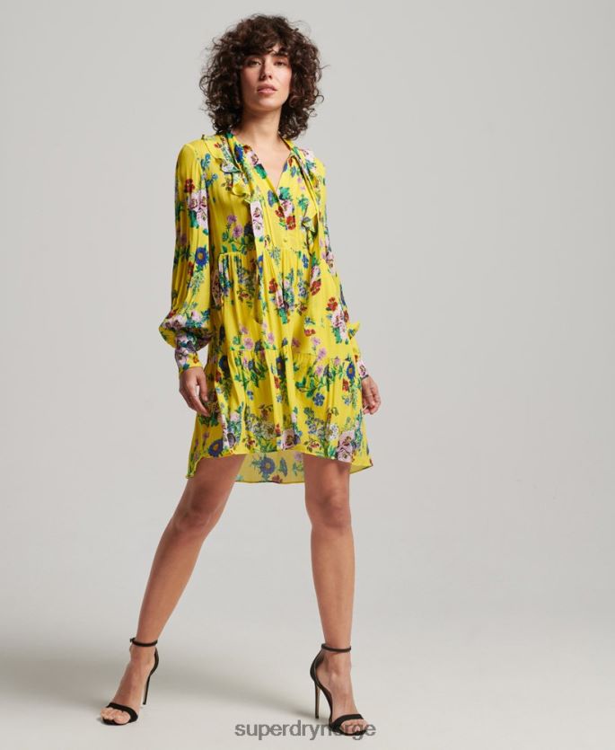 Superdry gul klær 86P46D2466 studios off duty minikjole kvinner