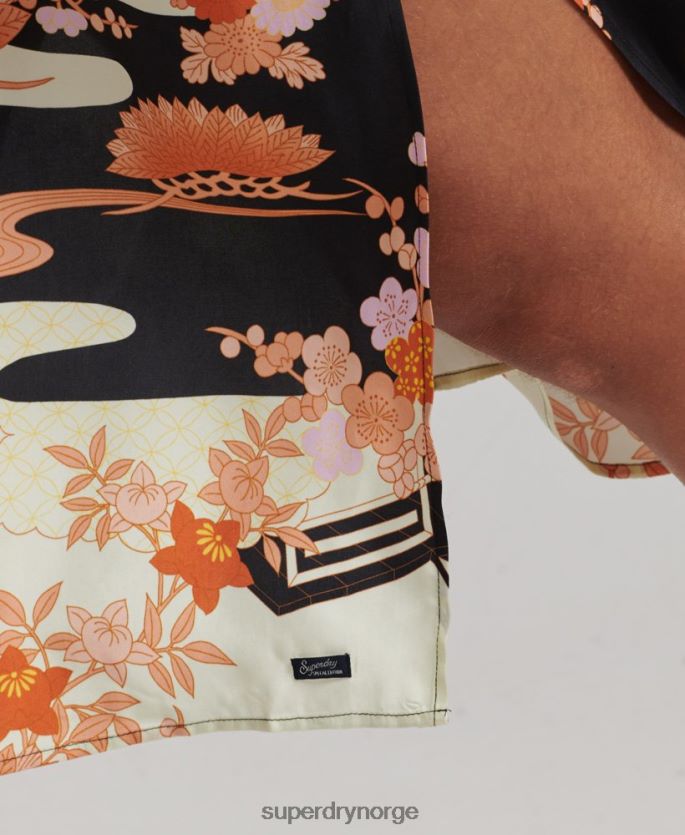 Superdry gull klær 86P46D2369 trykt midi slip kjole kvinner