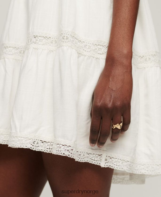 Superdry hvit klær 86P46D2368 studios blonder mix kjole kvinner