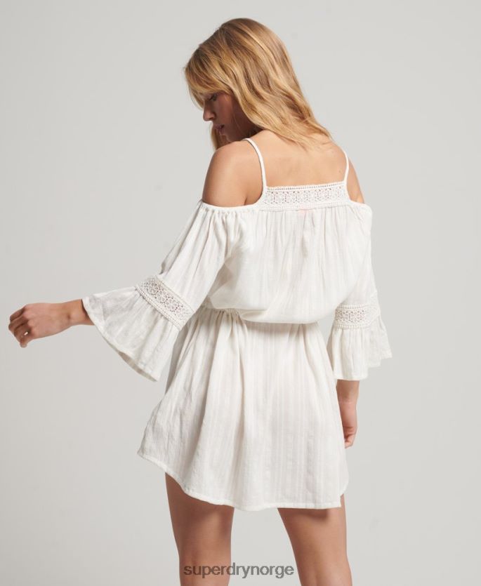 Superdry hvit klær 86P46D2400 minikjole med kald skulder kvinner
