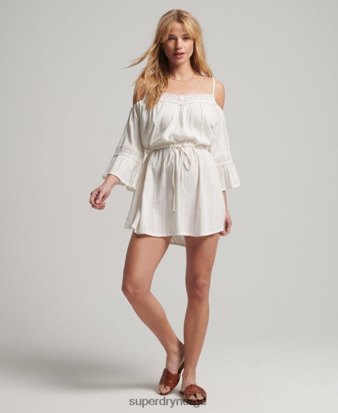 Superdry hvit klær 86P46D2400 minikjole med kald skulder kvinner