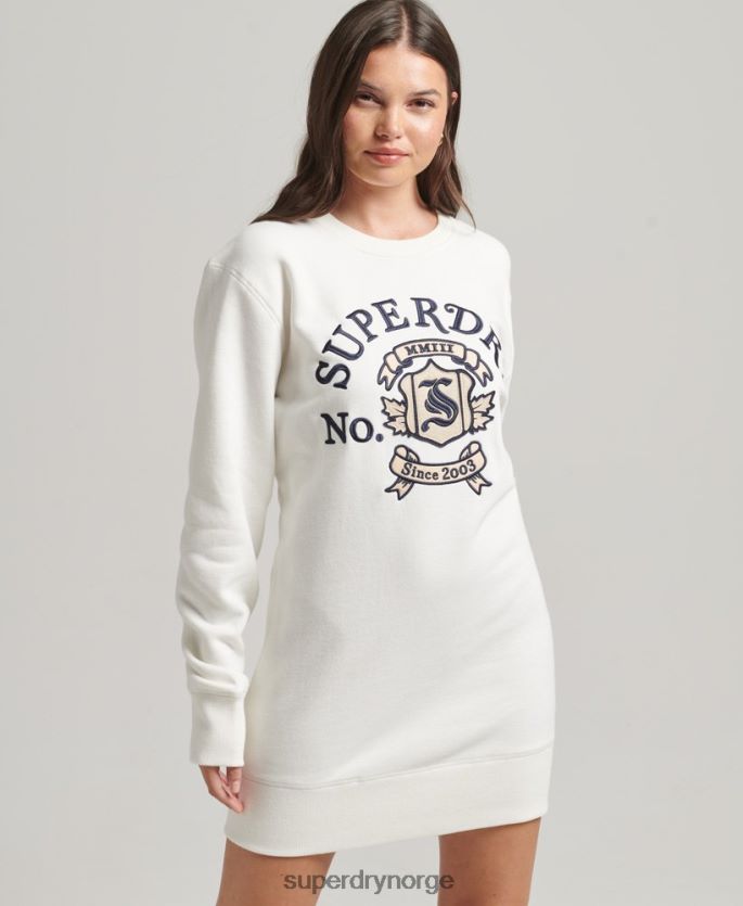 Superdry hvit klær 86P46D2457 stolthet i håndverkskjole med rund hals kvinner