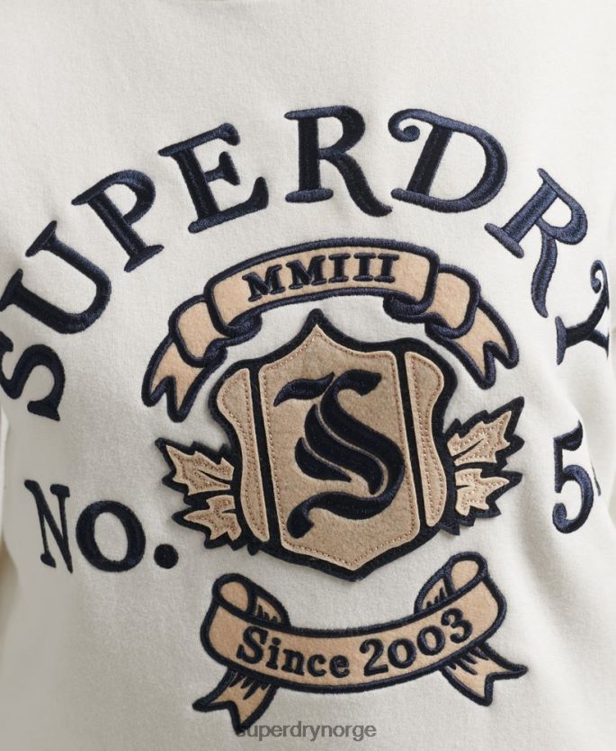 Superdry hvit klær 86P46D2457 stolthet i håndverkskjole med rund hals kvinner