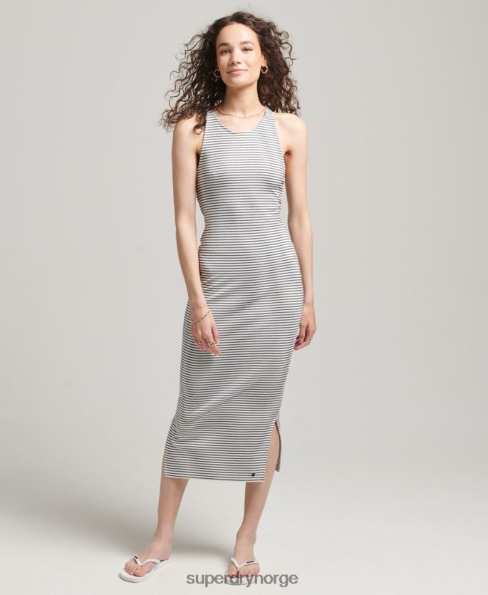 Superdry hvit klær 86P46D2530 midikjole med stropp bak kvinner
