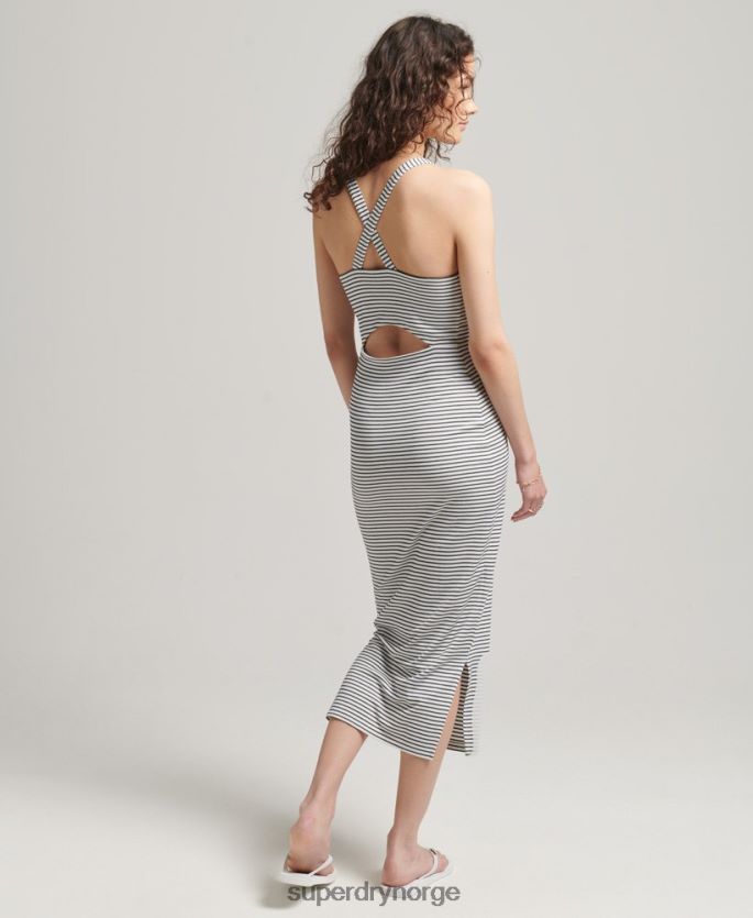 Superdry hvit klær 86P46D2530 midikjole med stropp bak kvinner