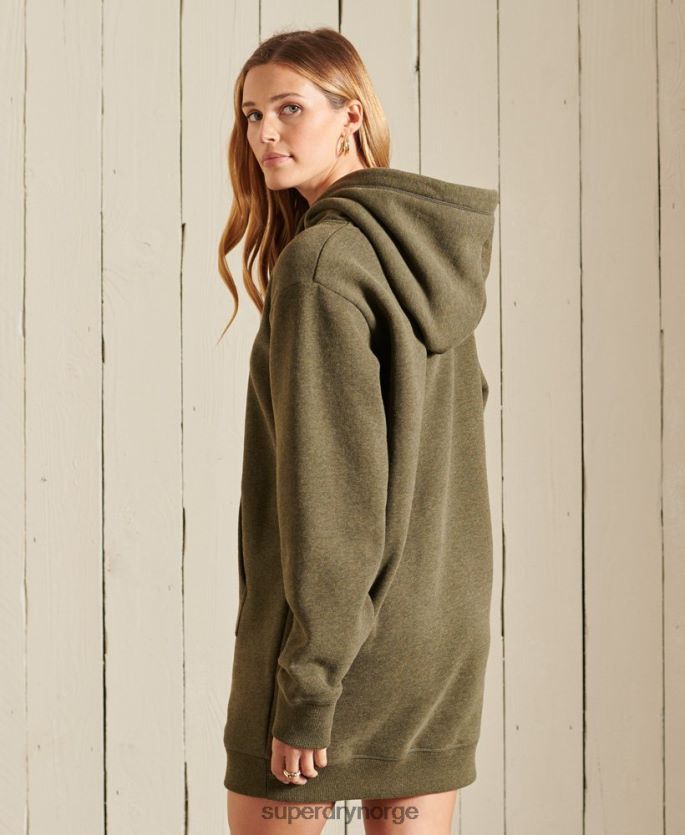 Superdry kaki klær 86P46D2521 vintage logo brodert hettegenser kvinner