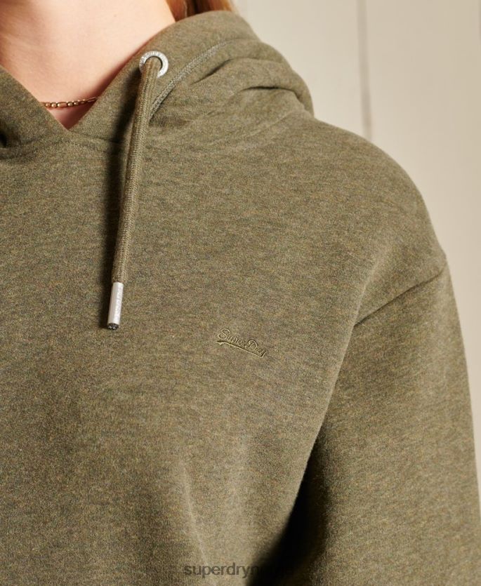 Superdry kaki klær 86P46D2521 vintage logo brodert hettegenser kvinner